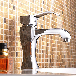 Shiny Heavy Silver Square Bathroom Sink Faucet