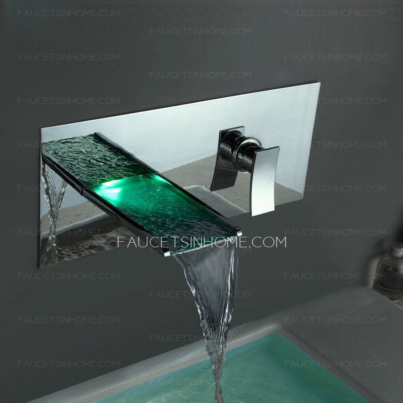 Luxury Brass Waterfall Concealed Wall Mounted LED Faucet