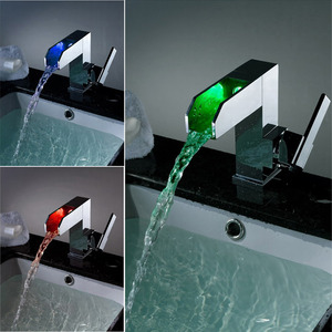High End LED Waterfall Single Handle Bathroom Faucet 