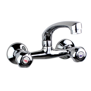 Best Two Holes Two Handles Wall Mounted Kitchen Sink Faucet