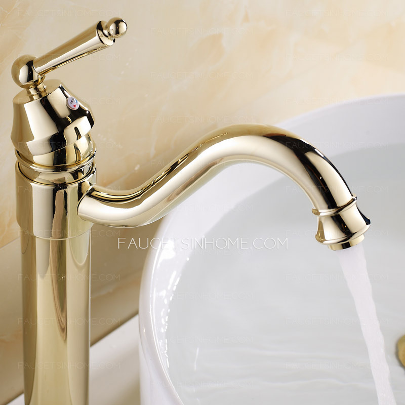 Retro Gold Vessel Heightening Brass Bathroom Sink Faucet