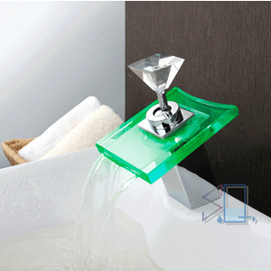 Cheap Waterfall Brass LED Bathroom Sink Faucet 