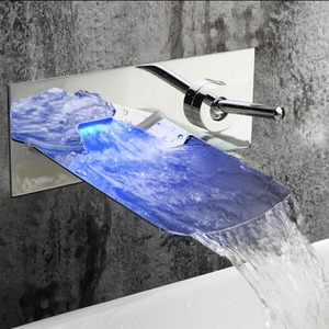 Fashion Waterfall Wall Mounted LED Automatic Faucet