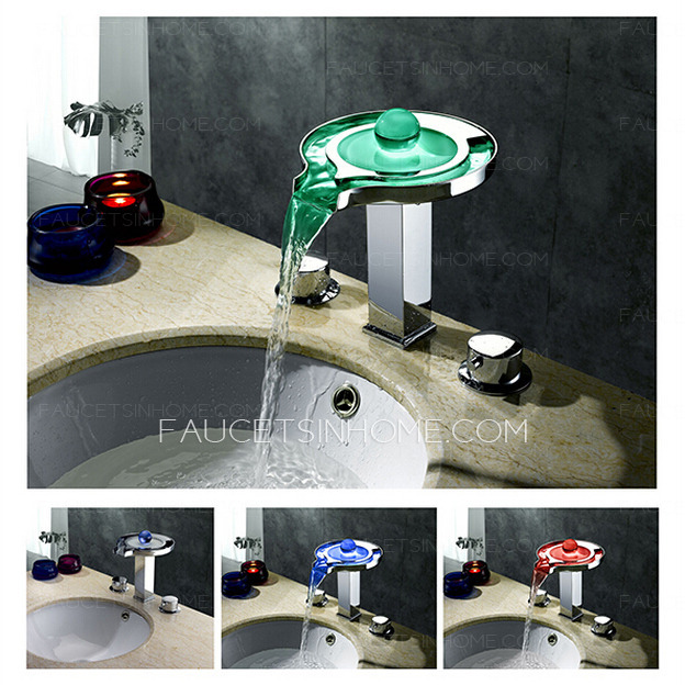 High End Waterfall LED Deck Mounted Bathroom Faucet