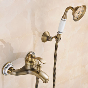 Vintage Wall Mounted Three Holes Shower Faucet For Bathroom 