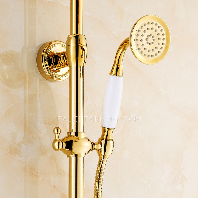 Antique Gold Outdoor Shower Faucet With Top Shower