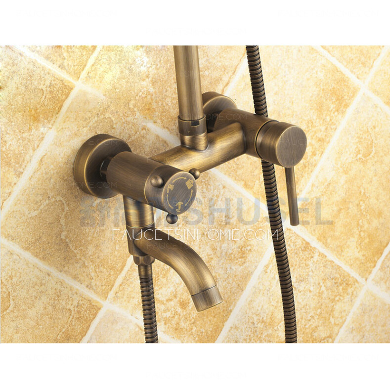 Antique Brass Elevating Automatic Back Outdoor Shower Faucet