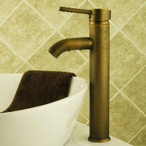 Simple Tall Vessel Mount Brass Bathroom Sink Faucet