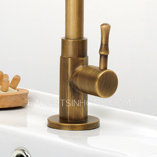 Cheap Antique Brass Tall Rotatable Bathroom Sink Faucet
