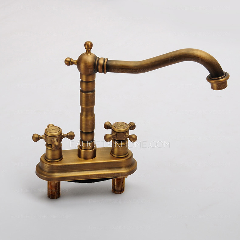 Vintage Antique Brass Two Holes Rotatable Bathroom Basin Faucet