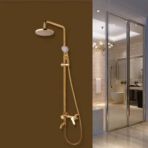 Modern Gold Three Hole Wall Mout Outdoor Shower Faucet