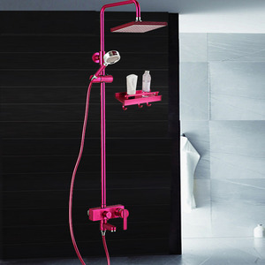 Fashion Rose Red Brushed Copper Shower Faucet System