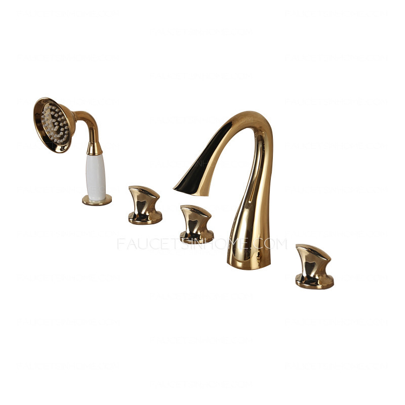Designed Gold Swan Neck Sidespray Bathtub Shower Faucet