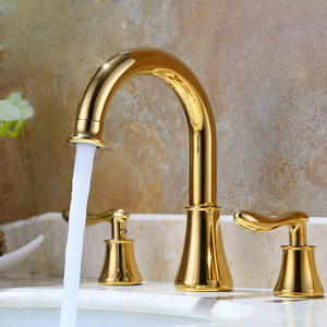 Antique Gold Streamlined Designed Three Set Bathtub Faucet