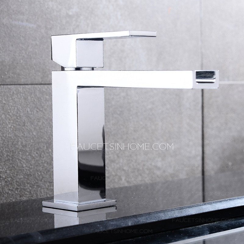Cool Square Shaped Long Waterfall Spout Bathroom Sink Faucet