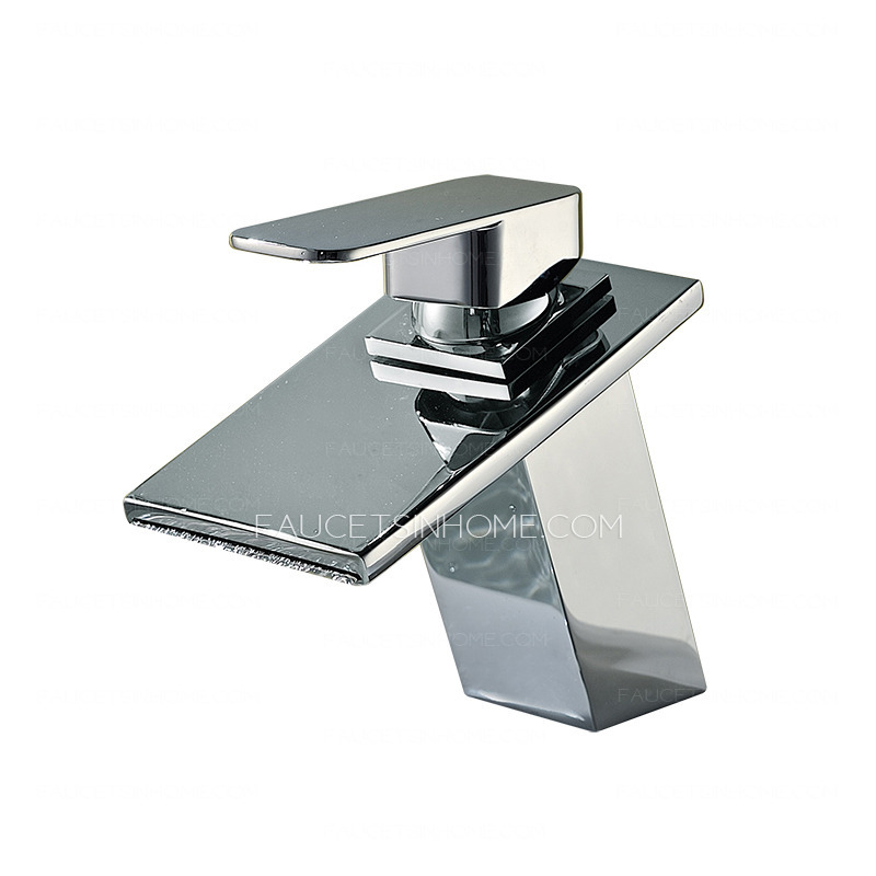 High End Waterfall Sloped Square Shaped Bathroom Sink Faucet