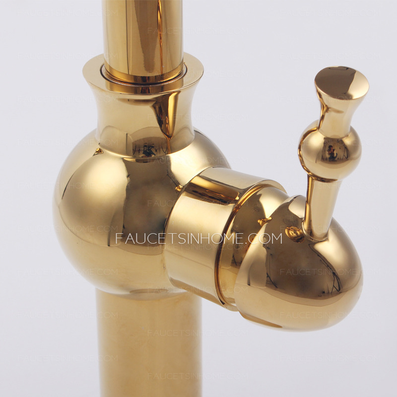 Antique Gold High Side Handle Bathroom Vessel Faucet
