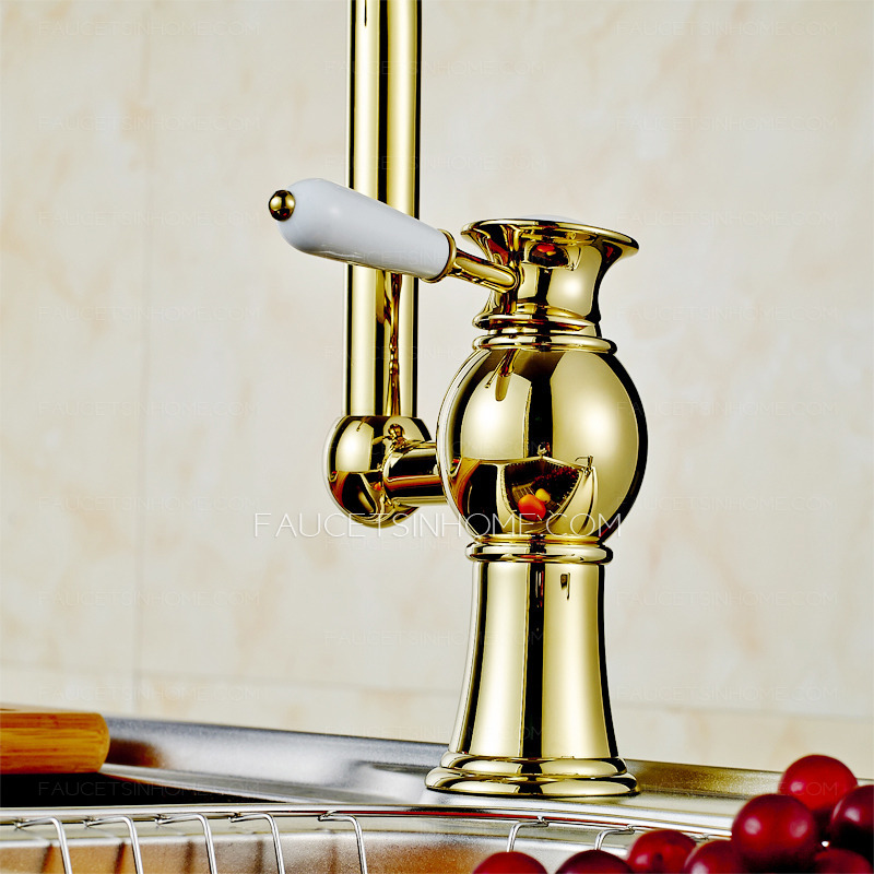 Antique Polished Brass Radian Handle Kitchen Faucet On Sale