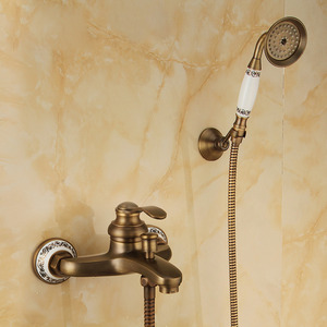Vintage Brushed Copper Shower Faucet With Faucet Pipe