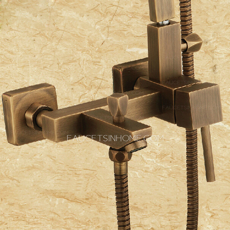 Antique Copper Bathroom Shower Faucet With Elevating Pipe