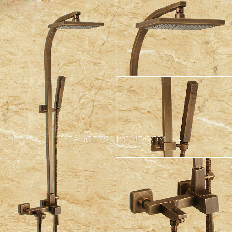 Antique Copper Bathroom Shower Faucet With Elevating Pipe