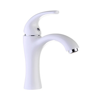 Streamlined Design White Painting One Hole Sink Faucet Bathroom