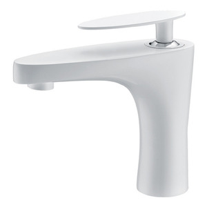 Designed White Painting Flat Single Handle Sink Faucet Bathroom