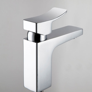 Modern Copper Square Shaped One Handle Bathroom Sink Faucets
