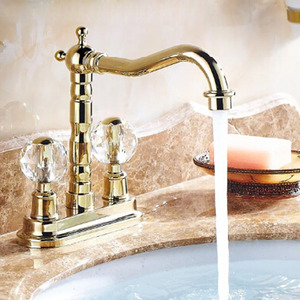 Lengthen Polished Brass Antique Bathroom Sink Faucets Vessel Mount