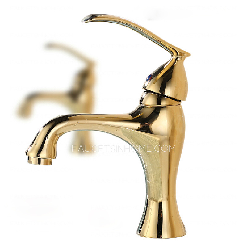 Sleek Polished Brass Golden Bathroom Sink Faucet Single Hole