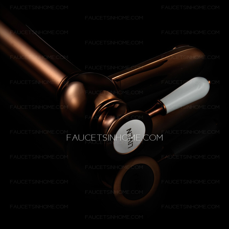 Bright Heightening Rose Gold Bathroom Faucet For Vessel Mounted