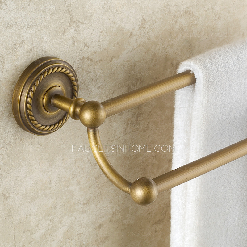 Chic Antique Brass Double Towel Bars For Bathroom