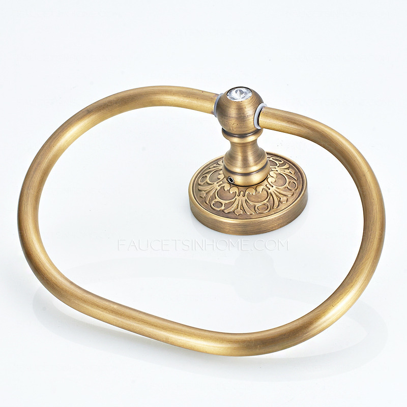 Antique Brass Vintage Carved Chic Towel Rings For Bathroom