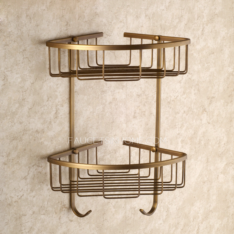 7-Piece Antique Brass Carved Bathroom Accessory Sets