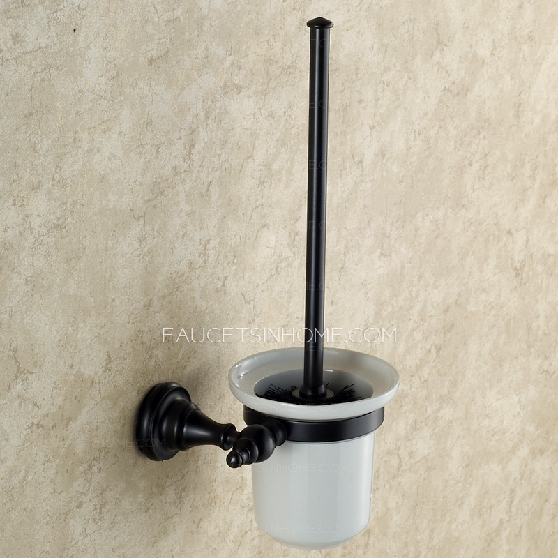 Country Style Black Wall Mounted Toilet Brush Holder