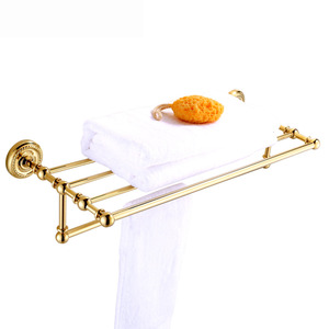 Luxury Carved Brass Bathroom Towel Shower Shelves