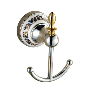 Country Style Chrome Silver Vintage Double Robe Hooks