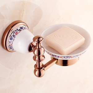 Rose Gold Porcelain Decorative Shower Soap Dishes For Bathroom