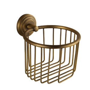 Antique Brass Wall Mount Wire Toilet Paper Basket Holder