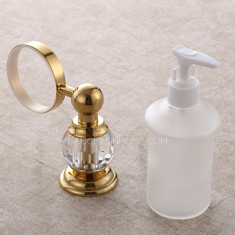 Crystal Polished Brass Soap Dispensers Wall Mount