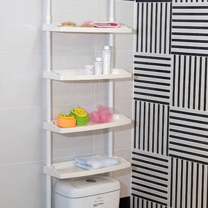 White Plastic Assemblable Bathroom Shelves Over Toilet