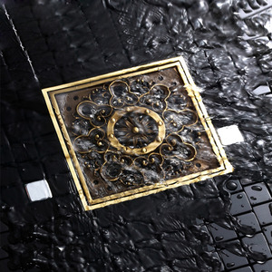 Decorative Square Shaped Antique Brass Shower Sink Drains