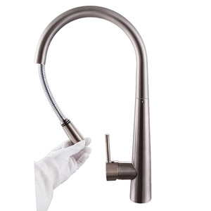 Commerical Brass Pullout Kitchen Faucet Wit Spray Nickel Brushed
