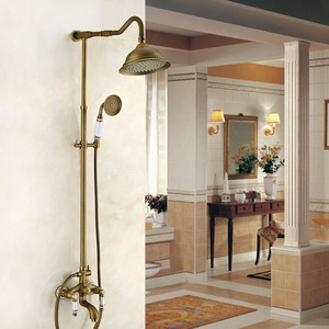 Vintage Brass Campanula Shaped Top Shower Faucet System