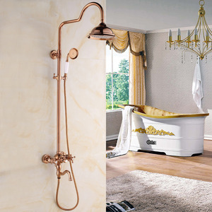 Luxury Rose Gold Two Handle Outdoor Shower Faucet System