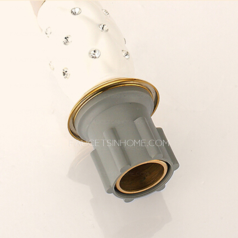 Luxury Brass White Ceramic Three Hole Bathroom Sink Faucets