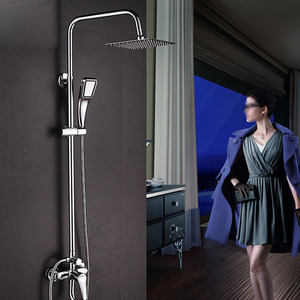 Modern Square Top Shower System With Under Faucet