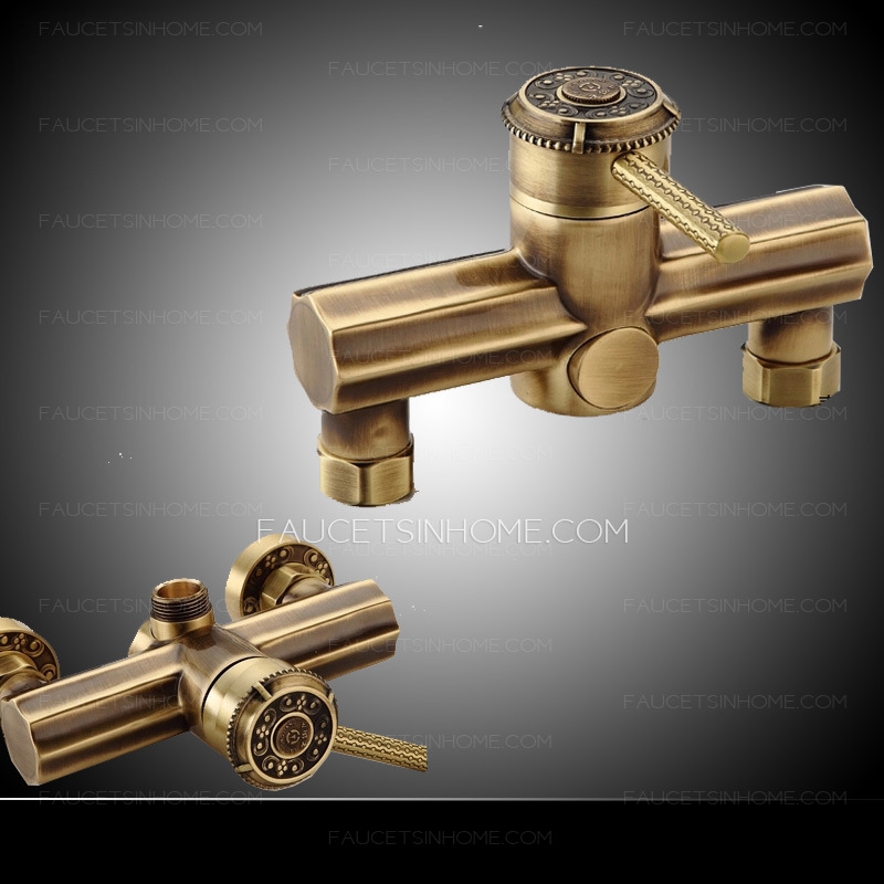 Antique Brass Exposed Rotatable Top Shower Faucet System
