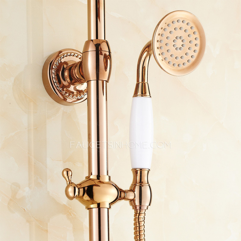 Luxury Brass Rose Gold 2 Handle Outdoor Shower Faucets