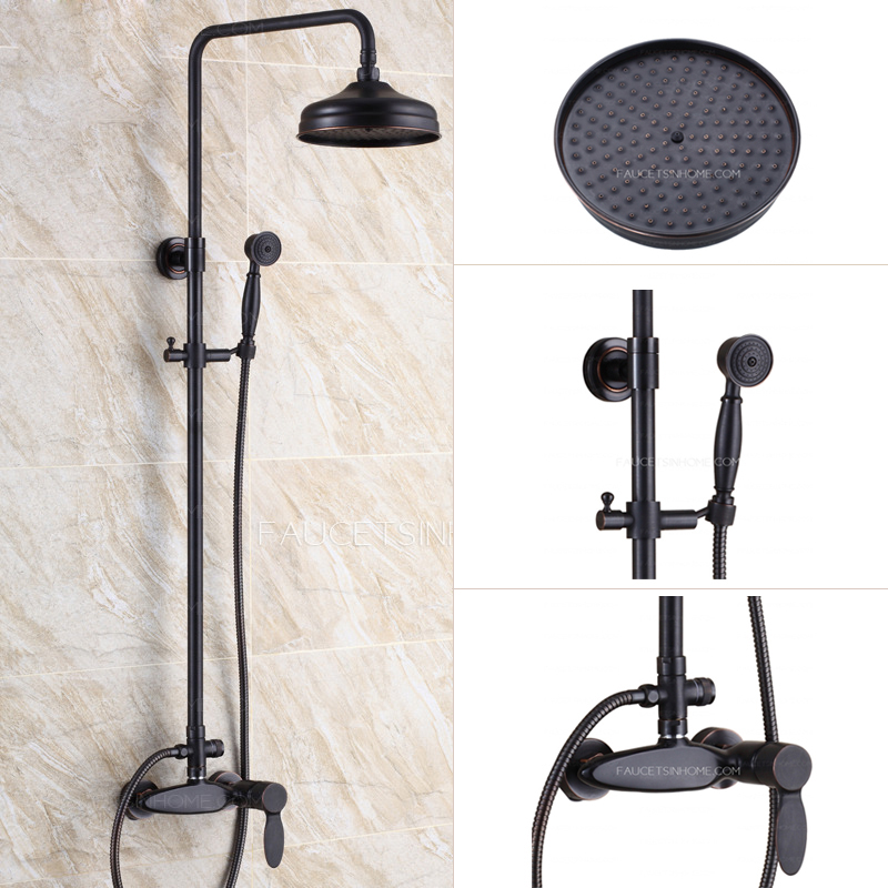 Retro Black Oil Rubbed Bronze Bathroom Exposed Shower Faucets